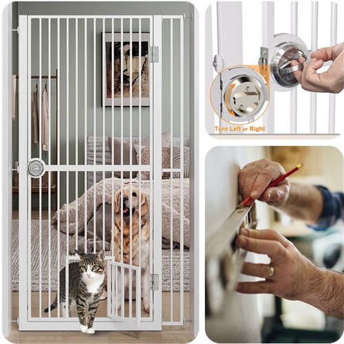 White extra tall cat - 61", gate